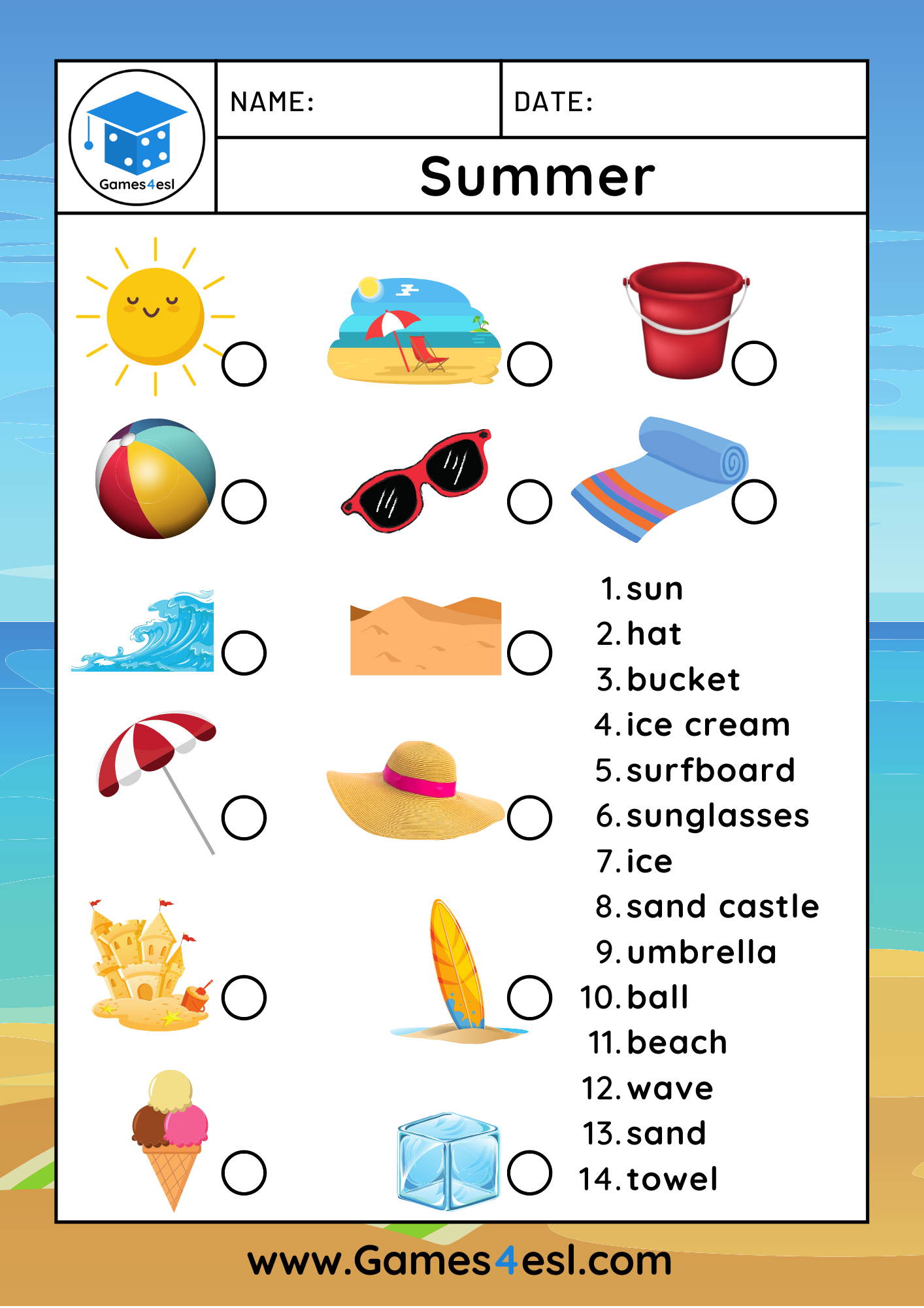 Free Printable Worksheets Esl Students