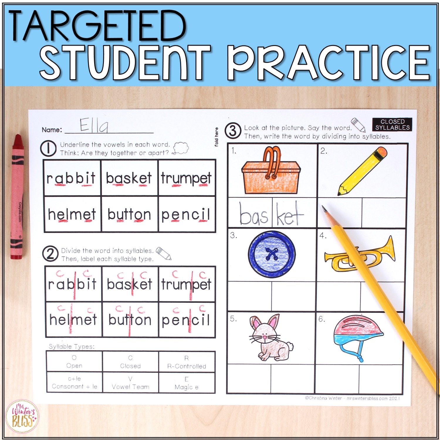 FREE Syllable Types And Syllable Division Digital U0026 Printable Activities Lead In Literacy Resources For Kindergarten 1st U0026 2nd Grade