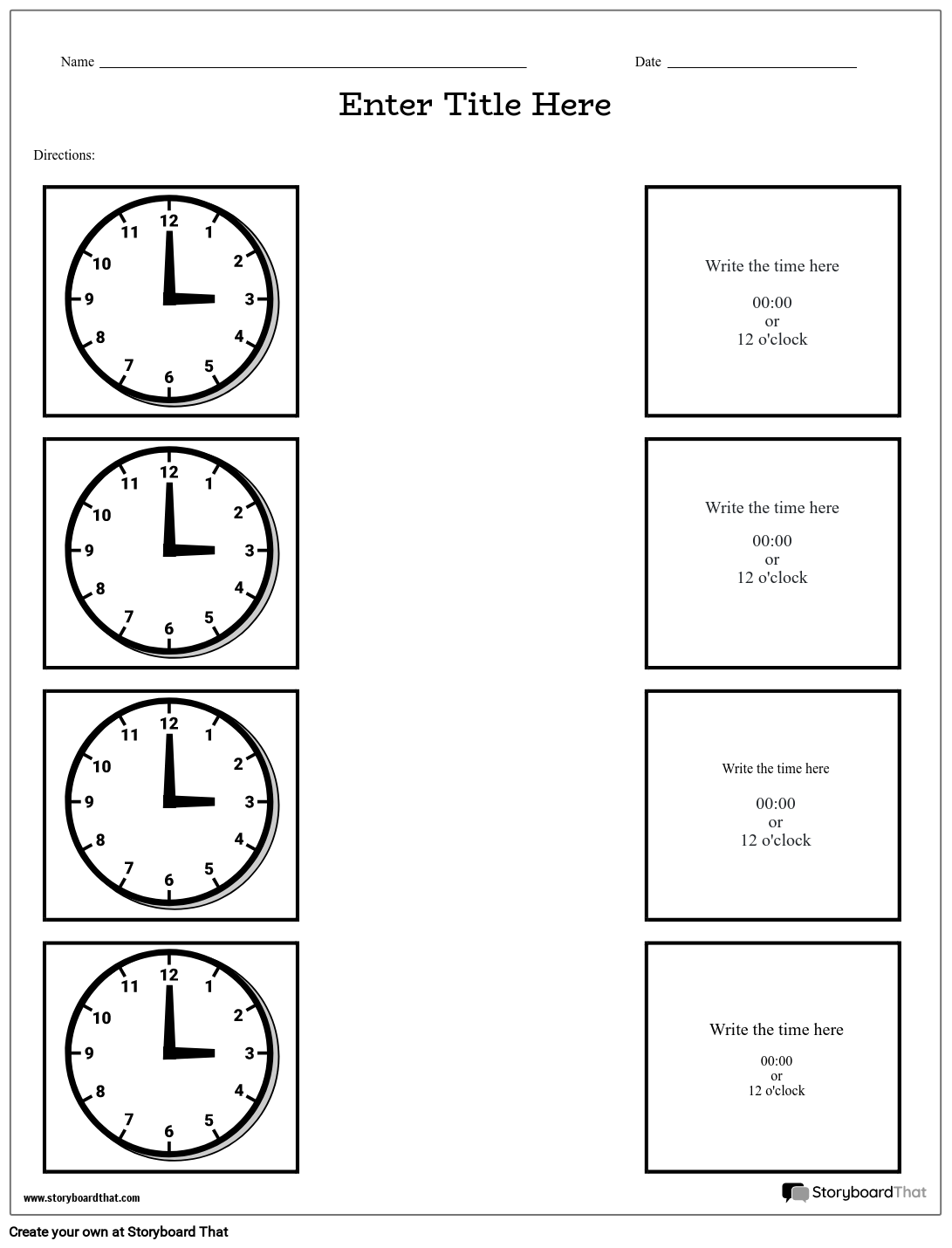 Free Blank Clock Template Printable