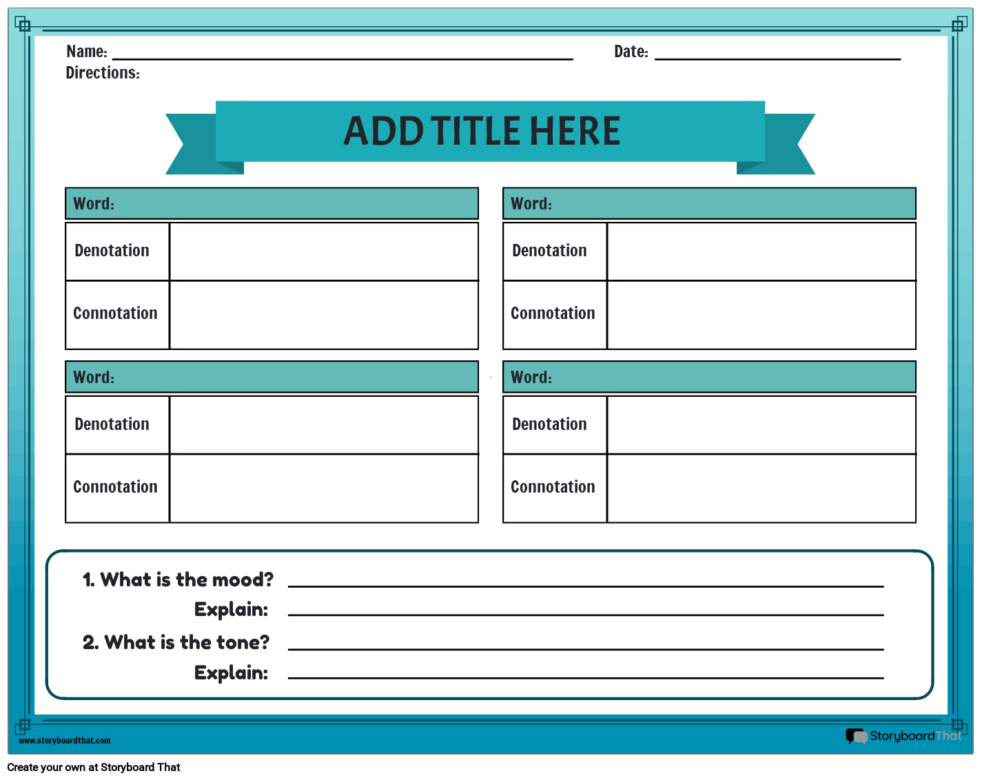 Free Printable Tone And Mood Worksheets