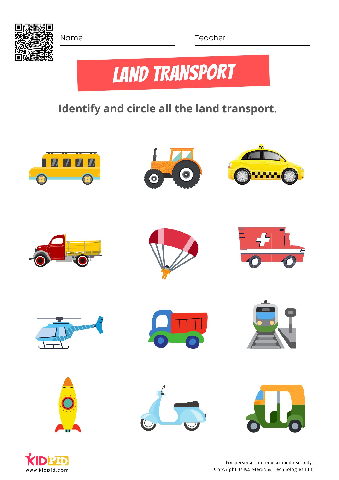 Free Printable Transportation Worksheets For Kids
