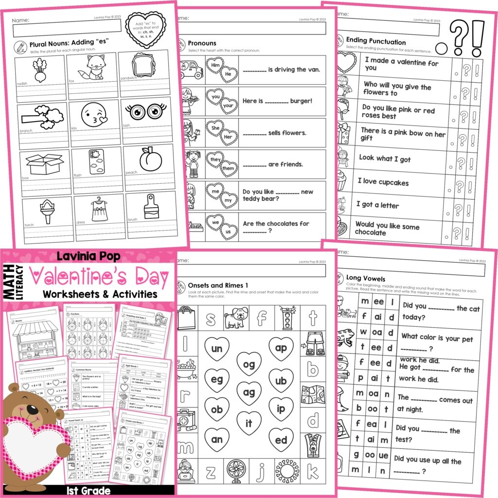 FREE Valentine s Day 1st Grade Worksheets And Activities No Prep First Grade In My World