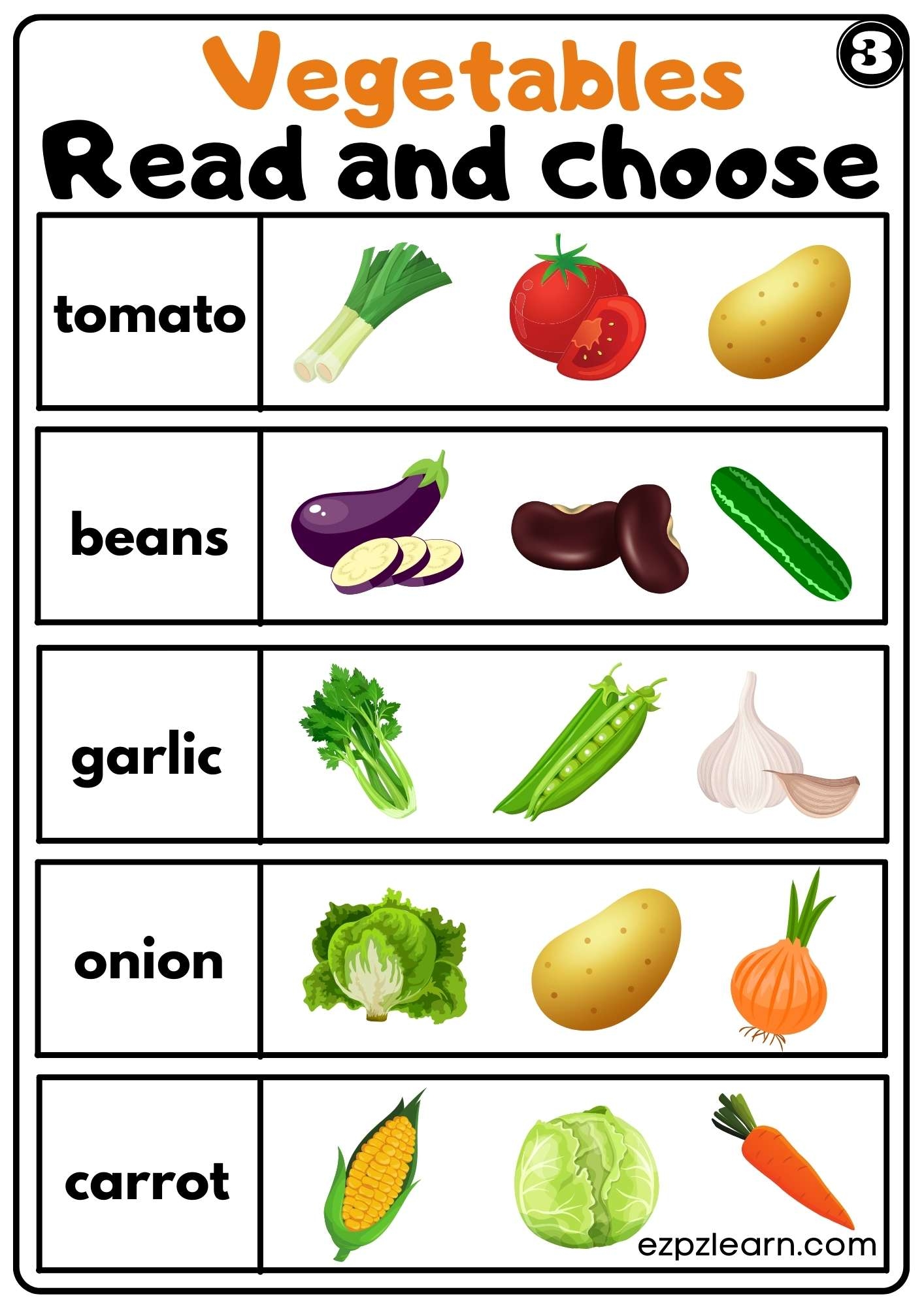 Free Printable Vegetables Worksheets For Kindergarten