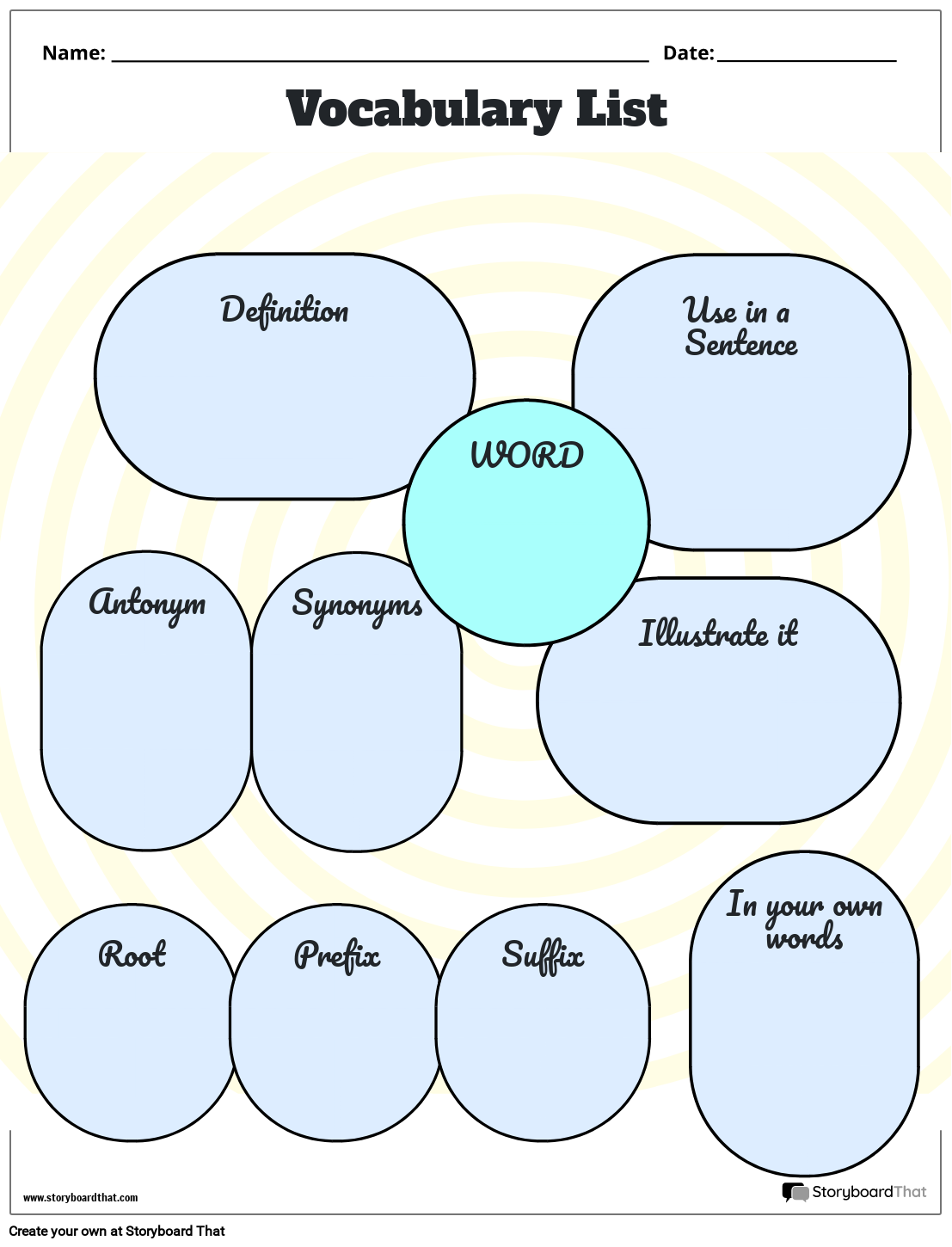 Free Vocabulary Worksheet Templates At StoryboardThat