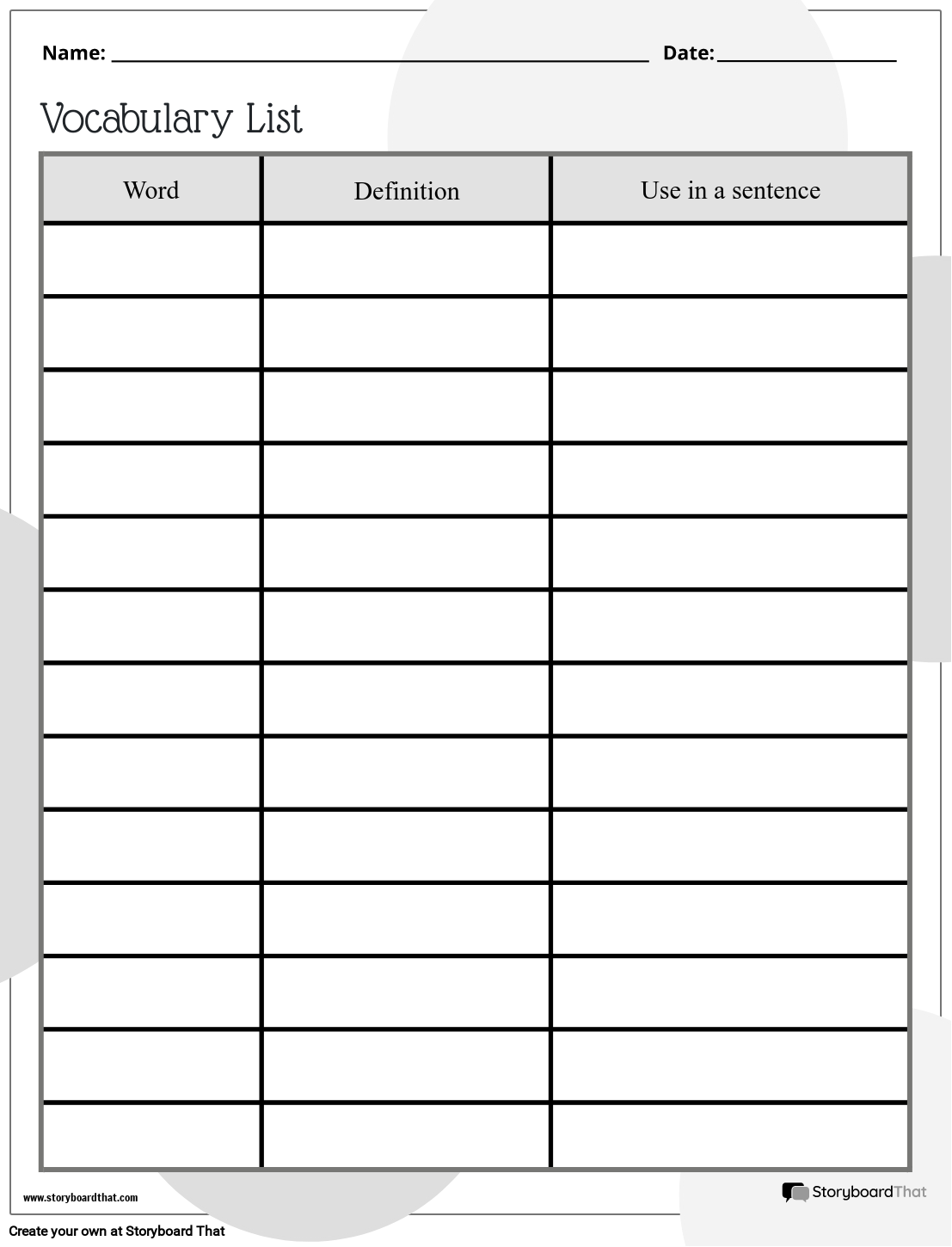 Free Vocabulary Worksheet Templates At StoryboardThat Worksheets Library Free Vocabulary Worksheet Templates At StoryboardThat Worksheets Library