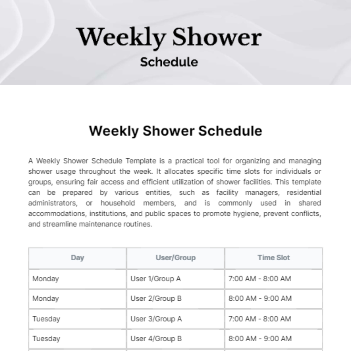 Free Weekly Cleaning Schedule Templates Editable And Printable