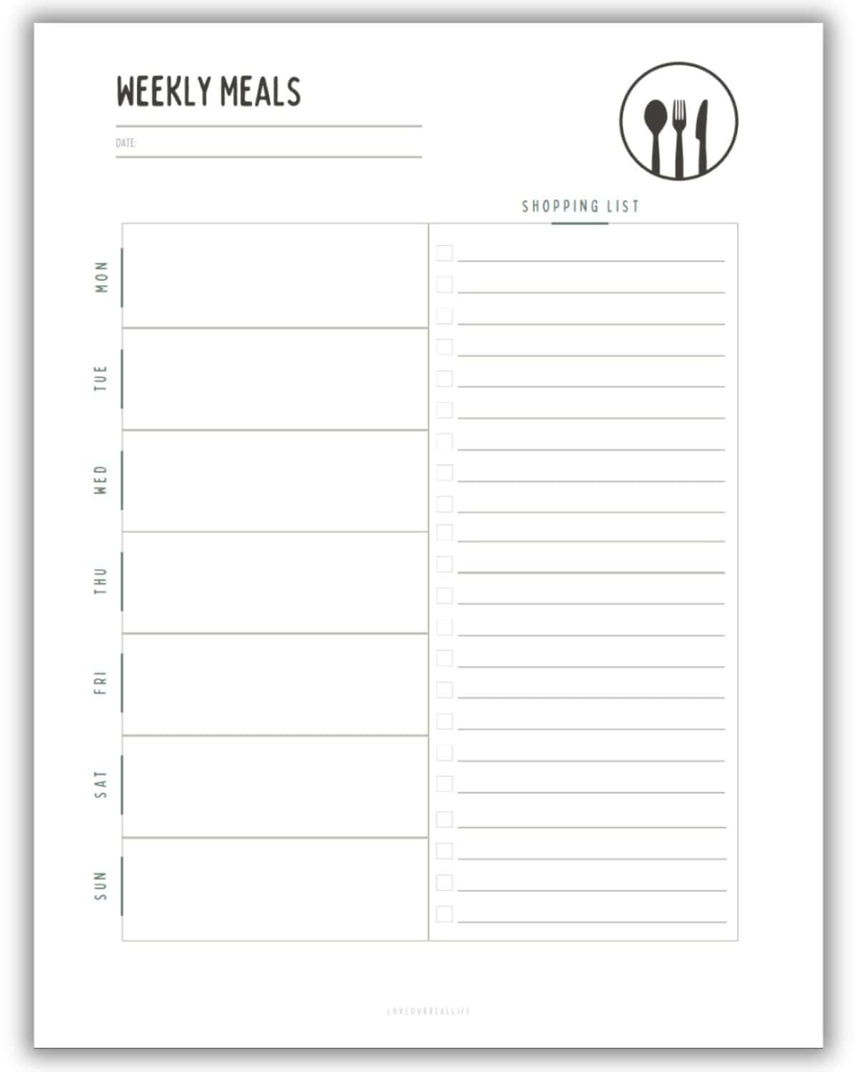 Free Blank Printable Menu Planner Free Blank Printable Menu Planner