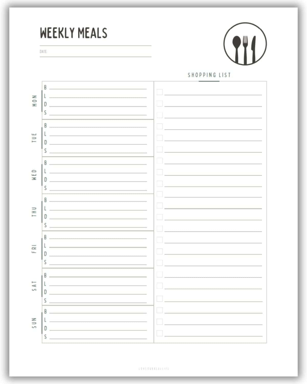 FREE Weekly Meal Planner Printable Templates PDF Menu Plan 