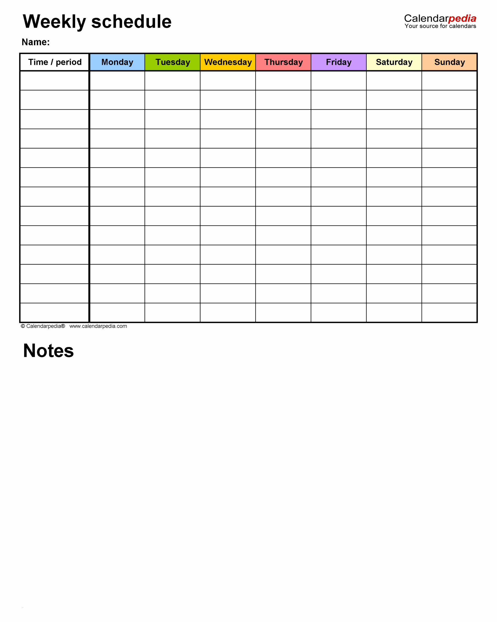 Free Weekly Schedules For PDF 24 Templates