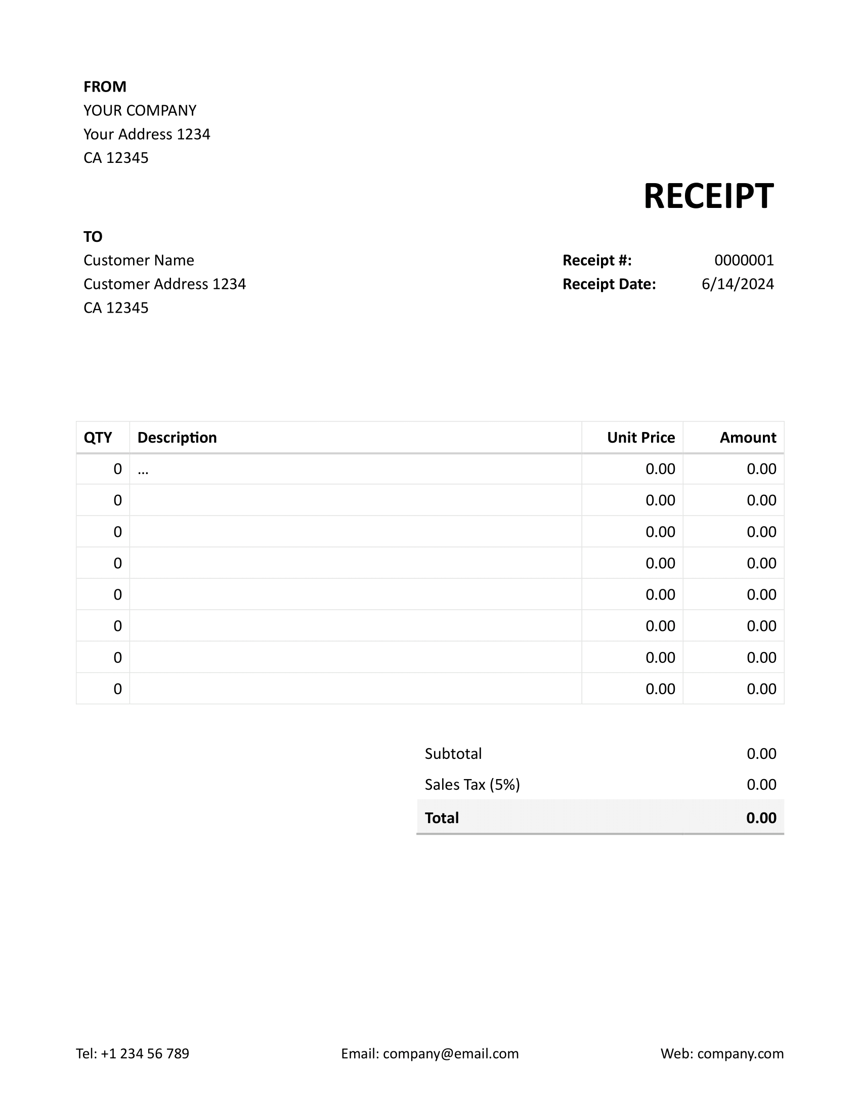 Free Blank Receipt Printable