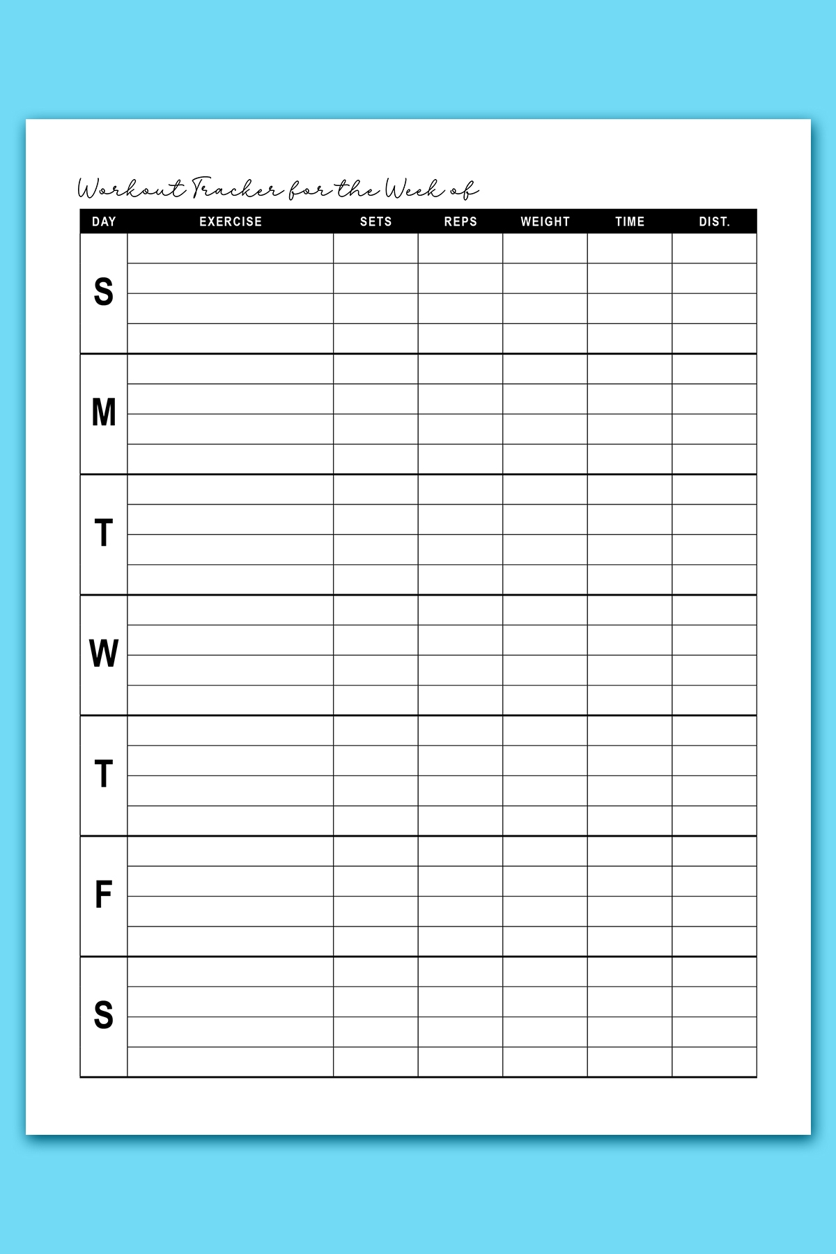 Free Workout Log Printable Sheets Daily Weekly U0026 Monthly