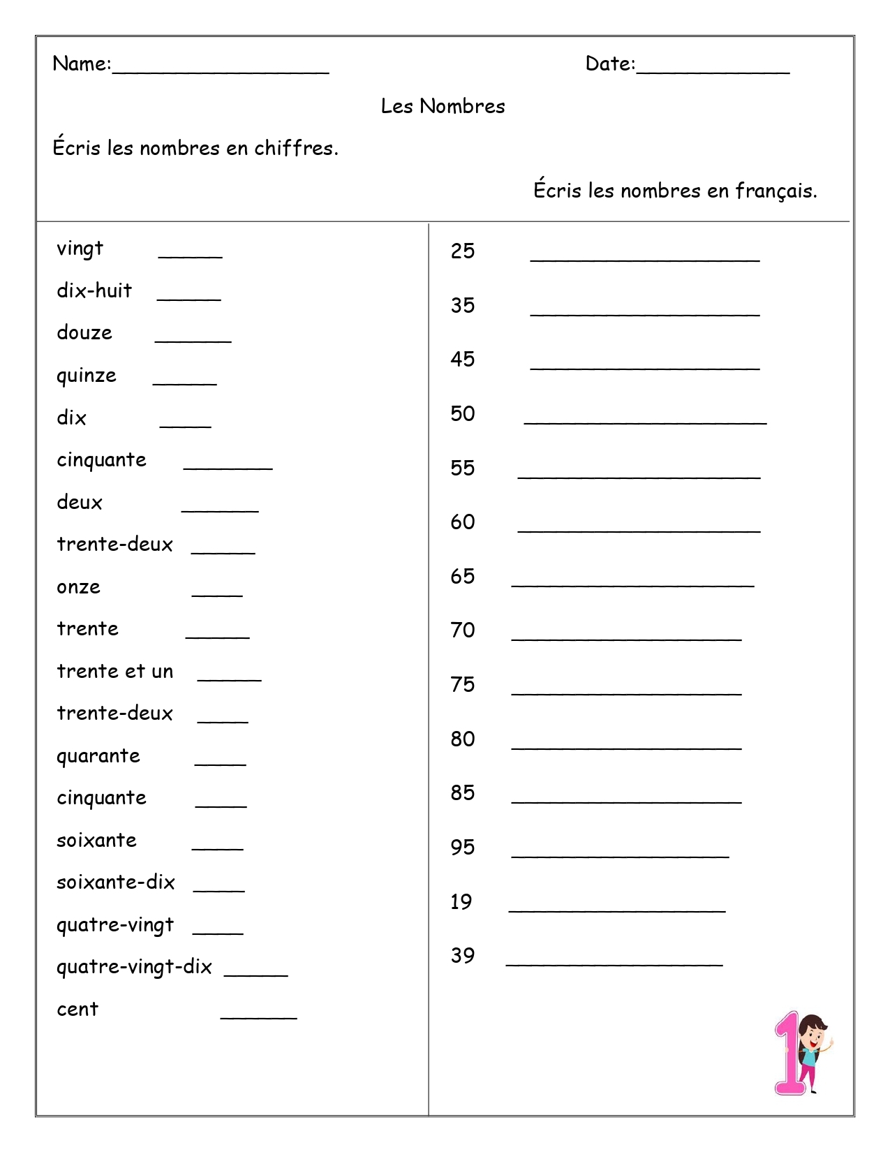 French Numbers Les Nombres Worksheets Made By Teachers 