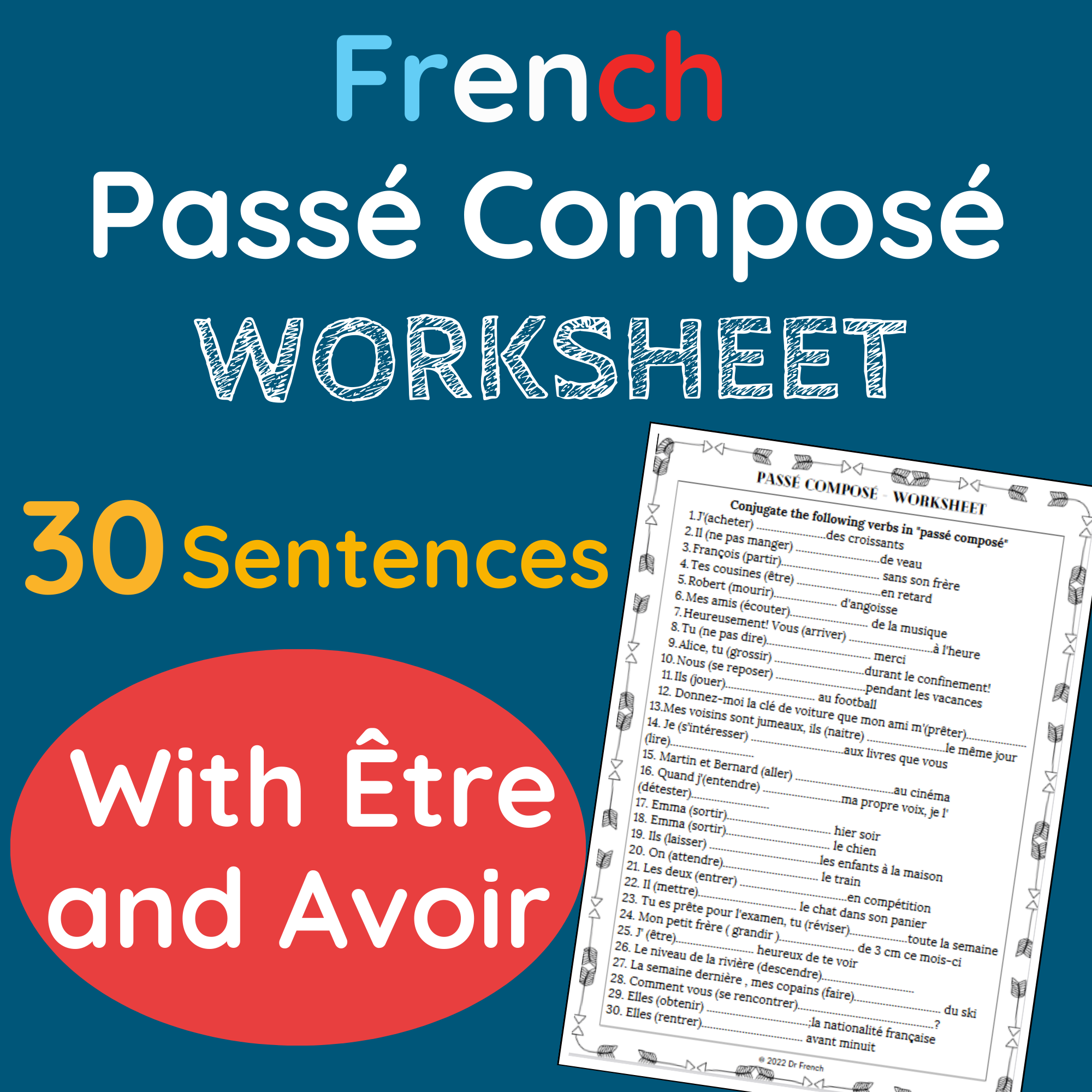 French Pass Compos With tre And Avoir Worksheet Pass Compos Activities Made By Teachers
