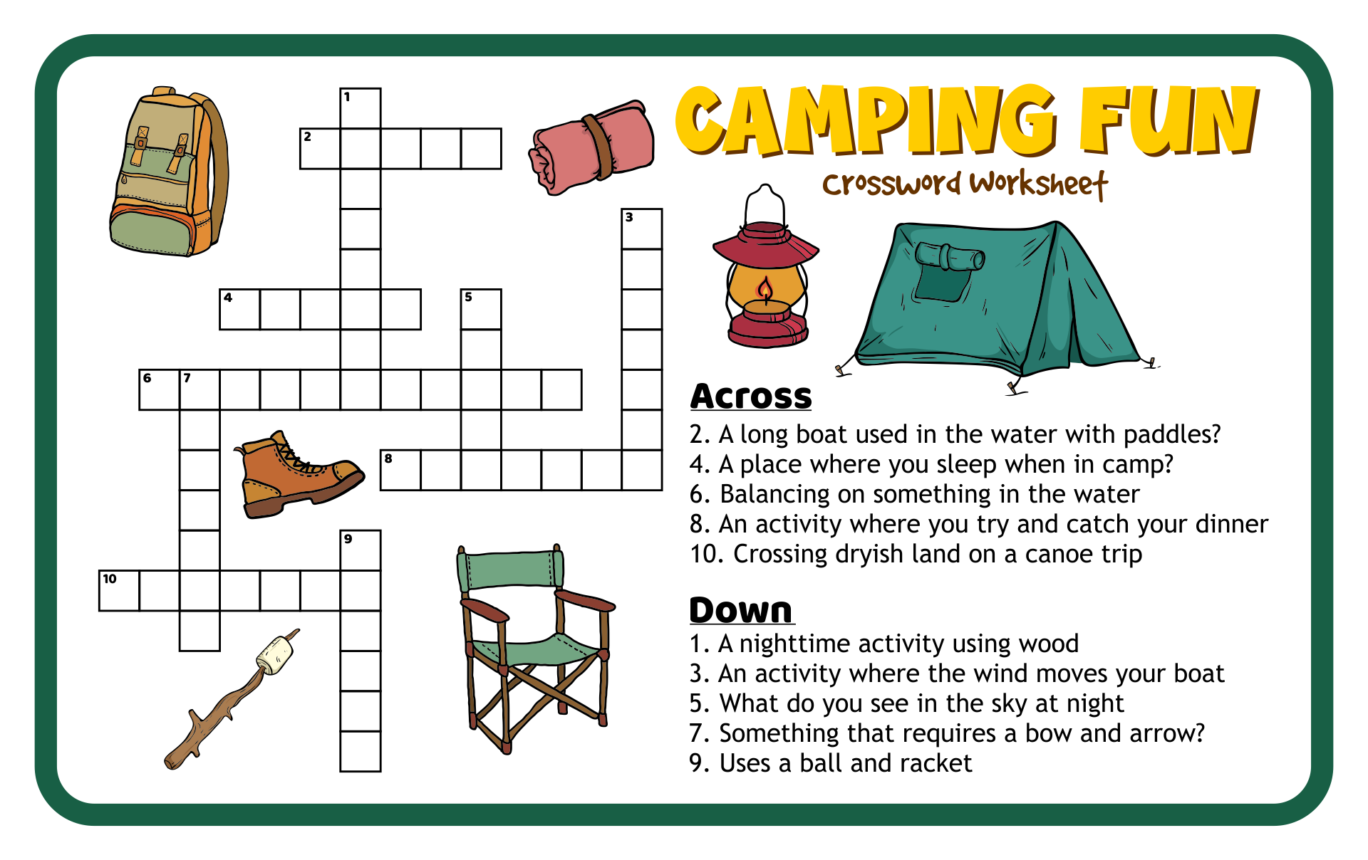Fun Camping Worksheets For Kids Worksheets Library