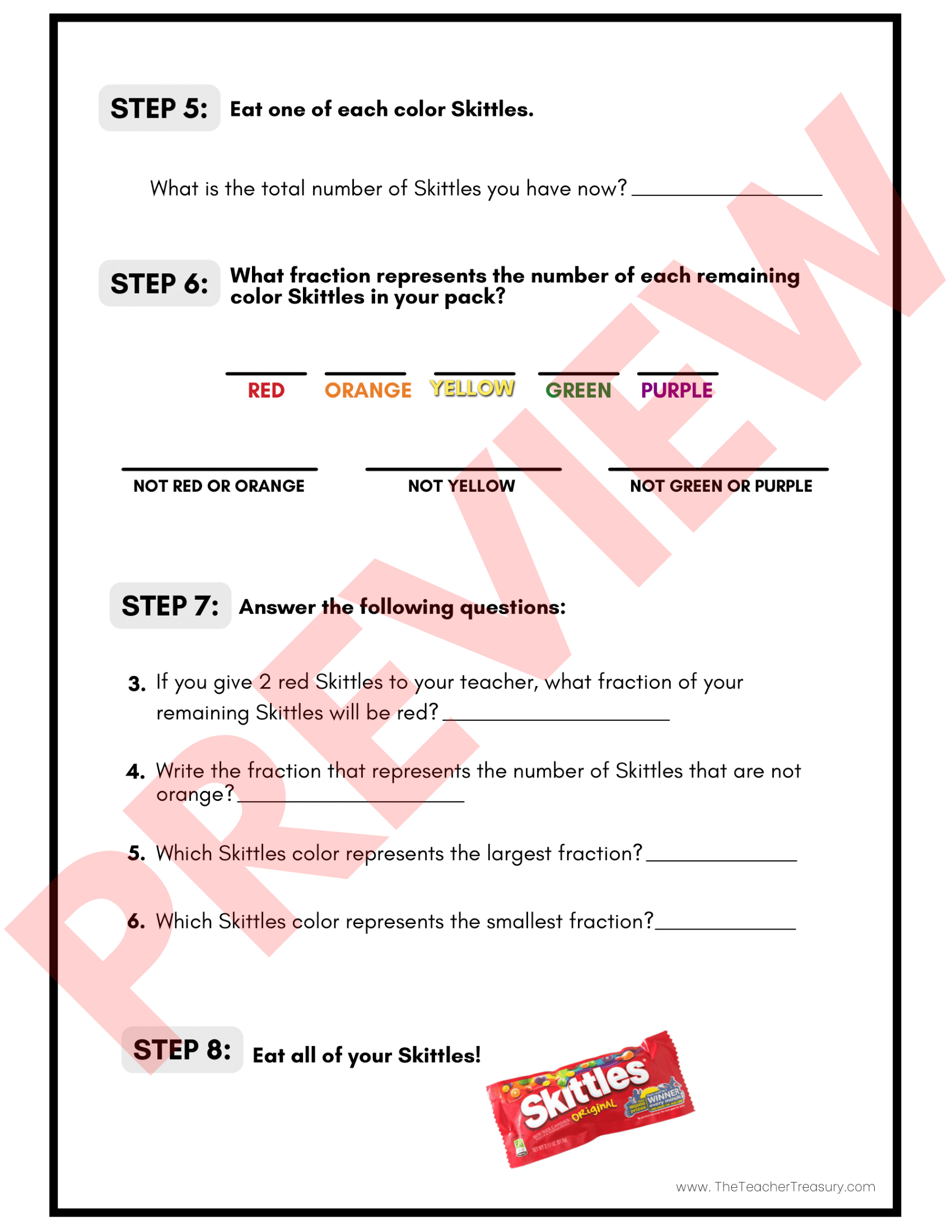 Fun Fractions With Skittles