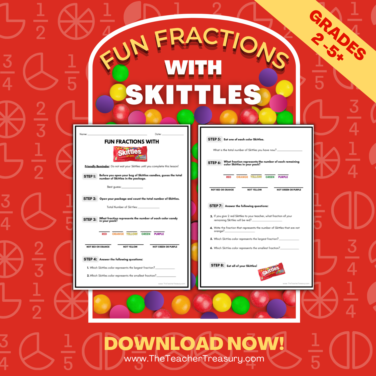 Free Printable Skittles Fraction Worksheet
