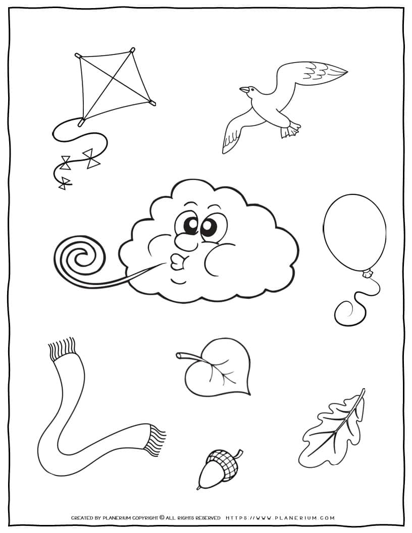 Fun Wind Coloring Page For Kids Free Printable Customizer
