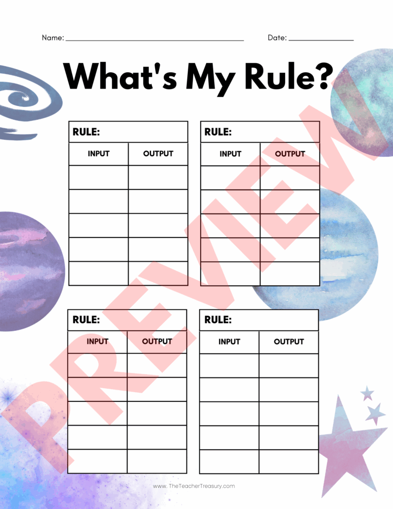 Function Machines What s My Rule Blank Input And Output Tables Space Theme 
