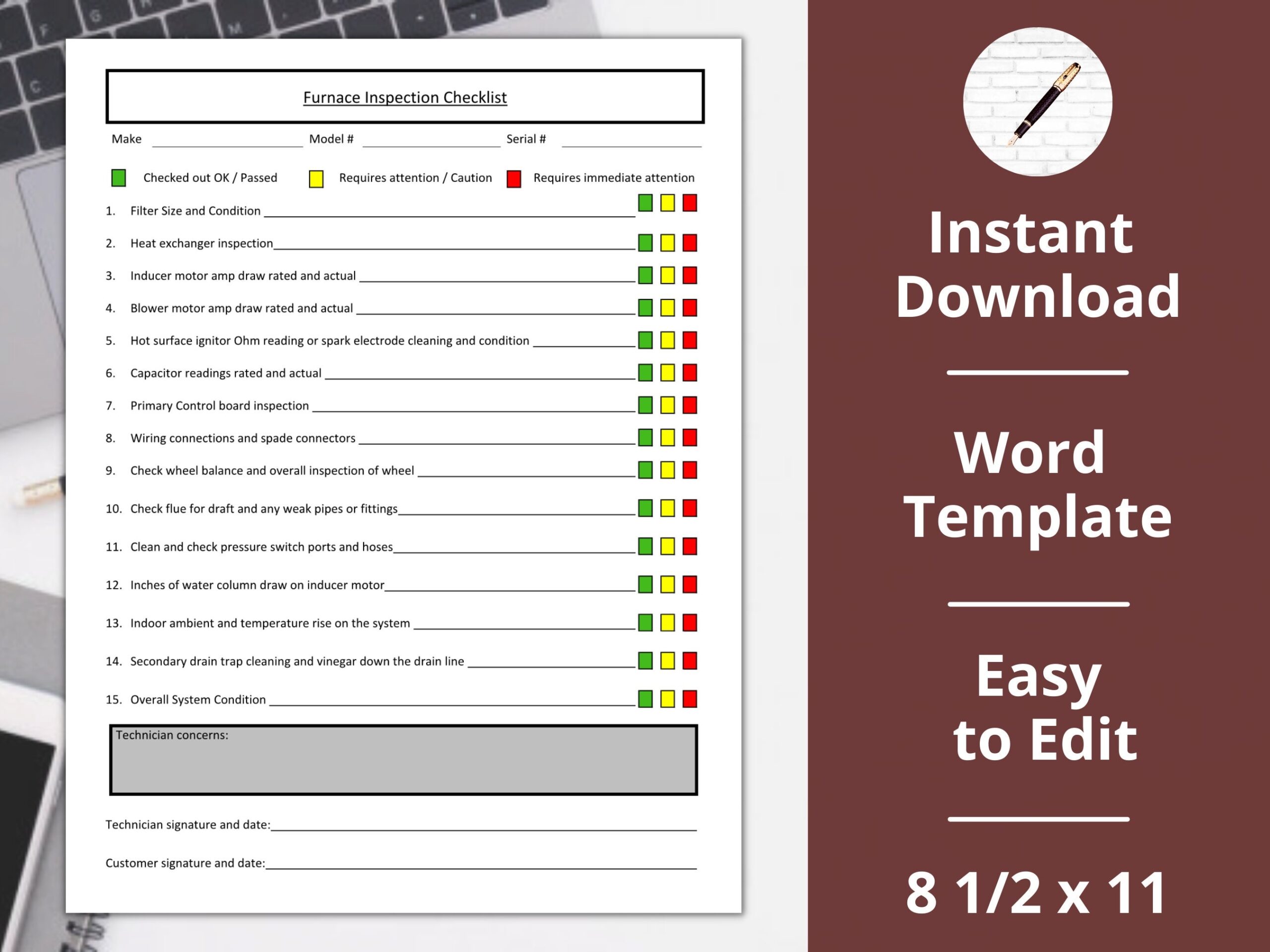 Furnace Inspection Checklist PDF HVAC Check up preventative Maintenance template Instant Download Etsy Canada