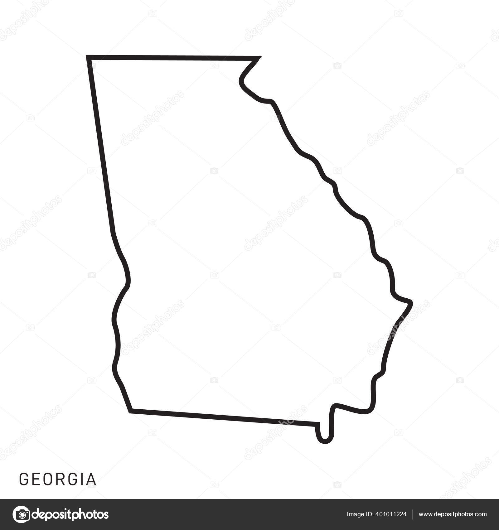 Georgia Map Vector Outline Design Template Editable Stroke Stock Vector By fafostock 401011224