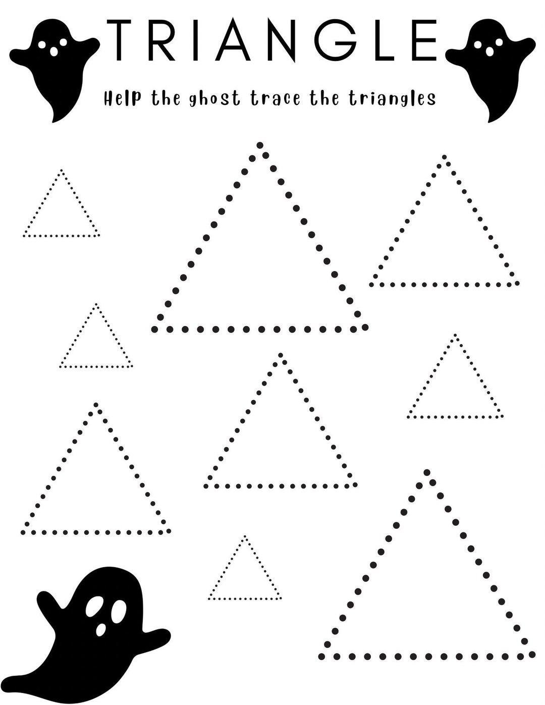 Ghost Tracing Triangles Worksheet Etsy