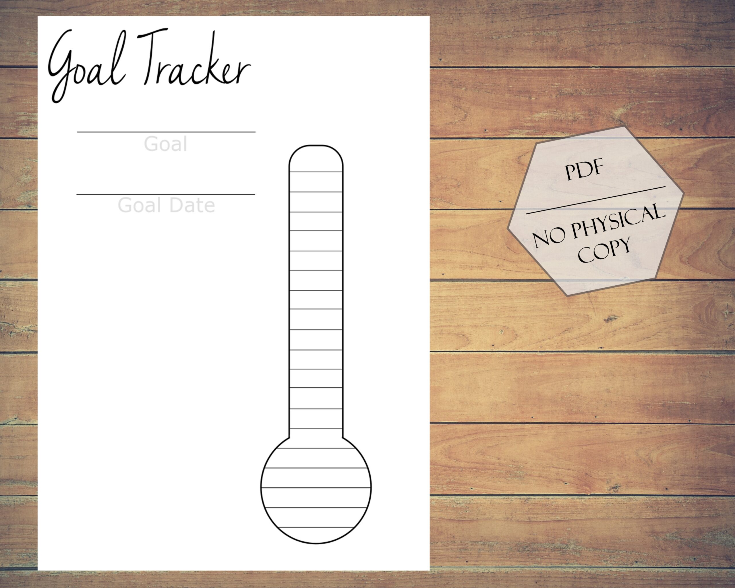 Goal Tracker Thermometer PDF Download Instant Download Etsy