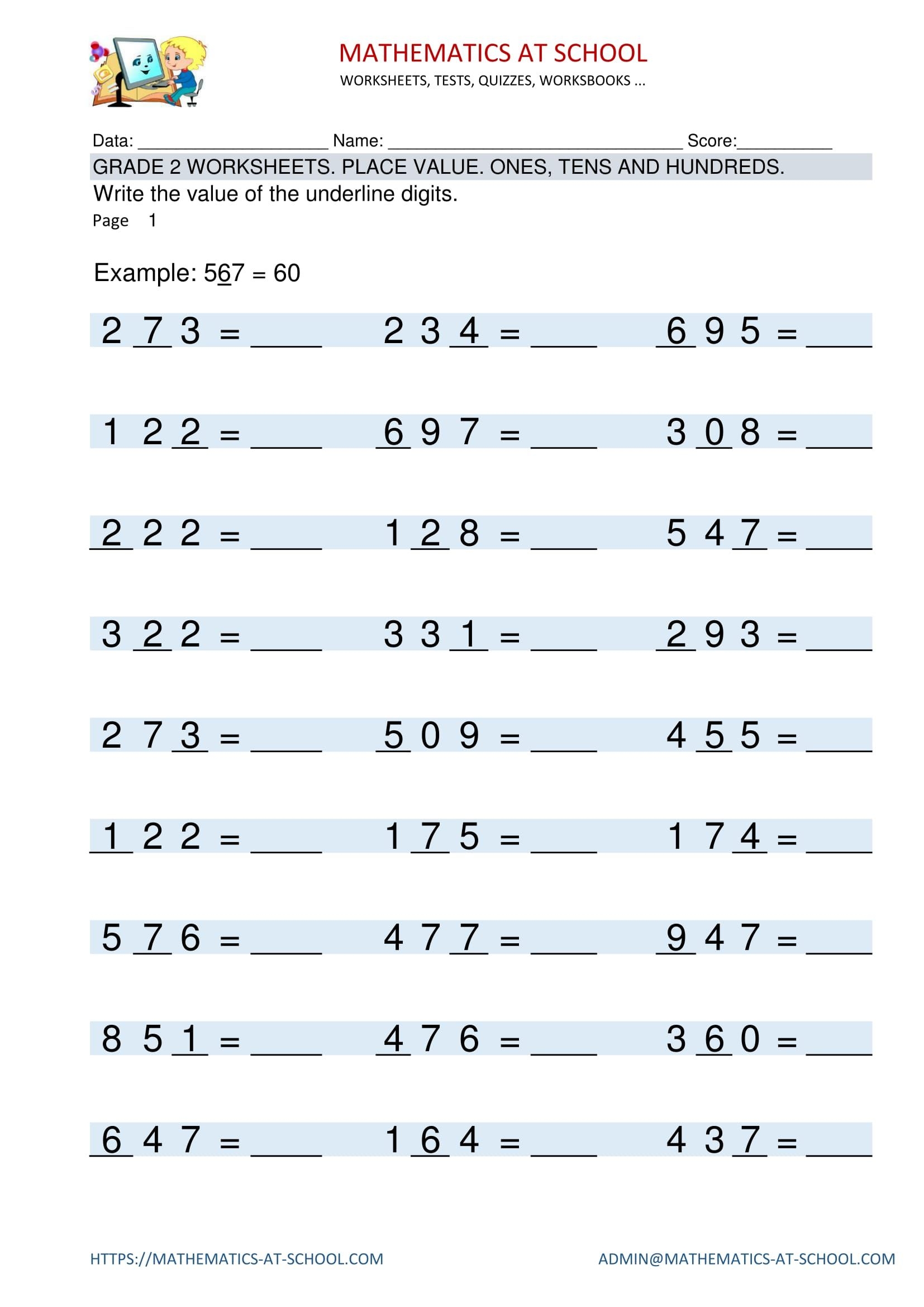 Grade 2 Maths Worksheets And Free Download Printable Pdf Sheets 2 