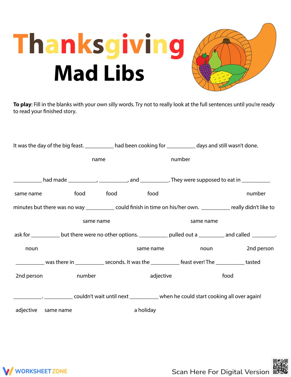 Grade 5 Thanksgiving Adjectives Worksheets
