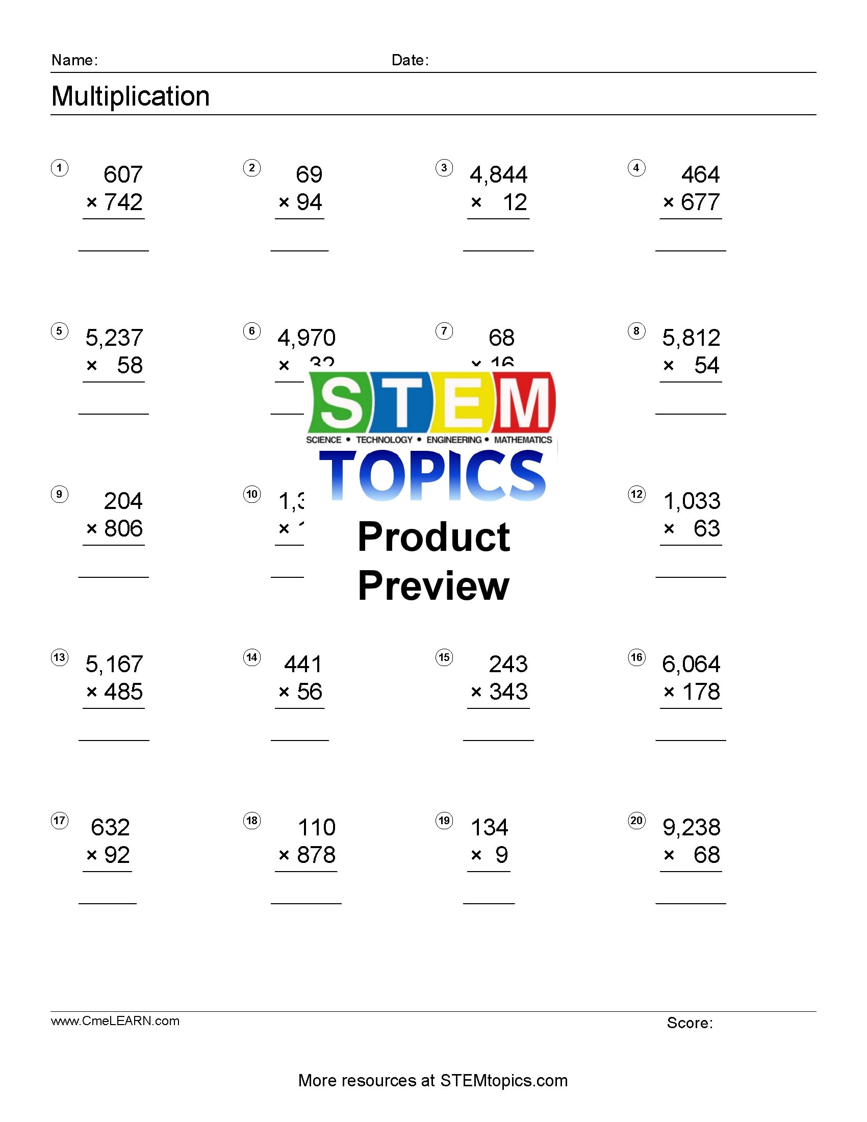 Free Printable Sixth Grade Math Worksheets