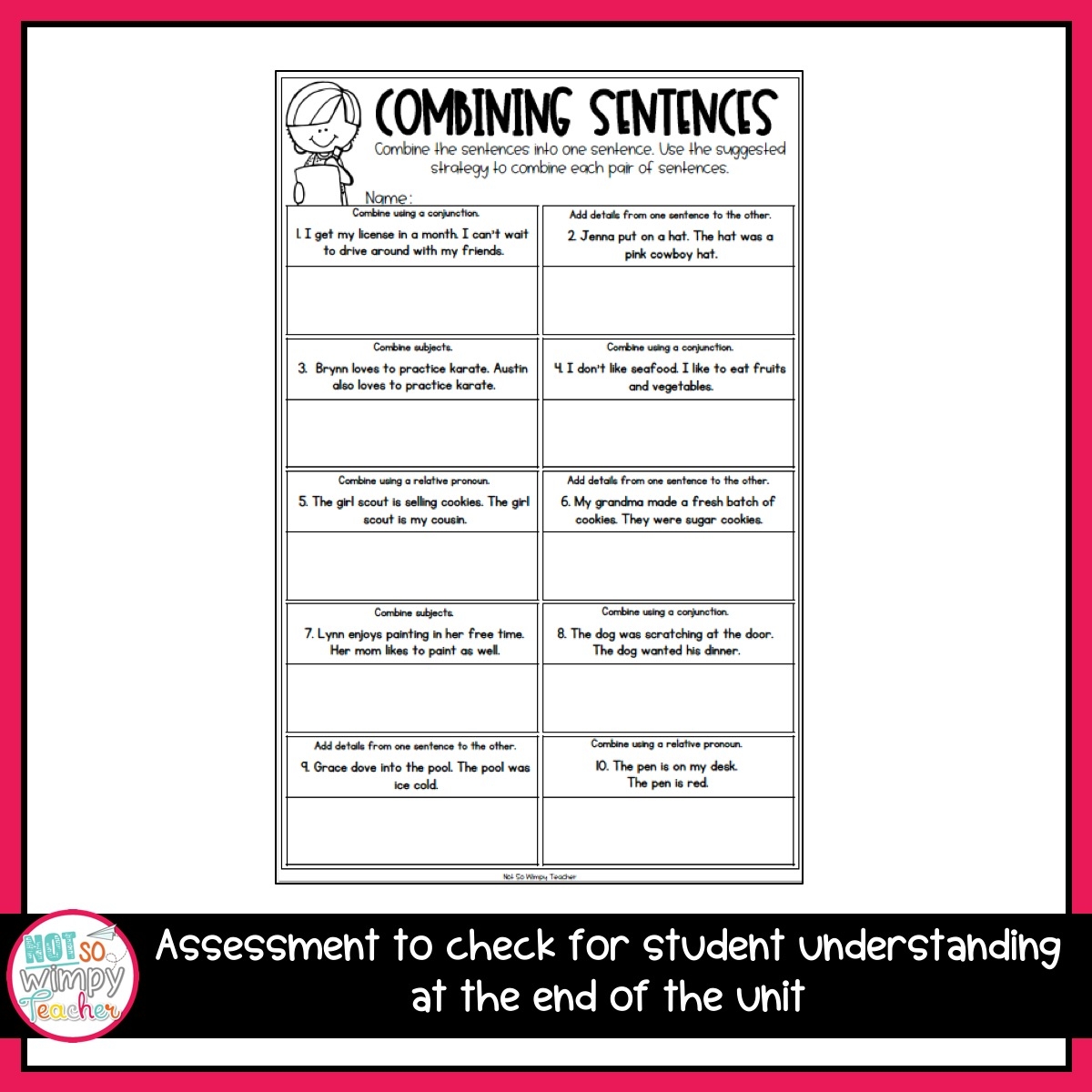 Grammar Fifth Grade Activities Combine Sentences Not So Wimpy 