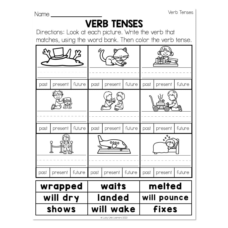 Grammar Worksheets Verb Tenses Lucky Little Learners Worksheets Library