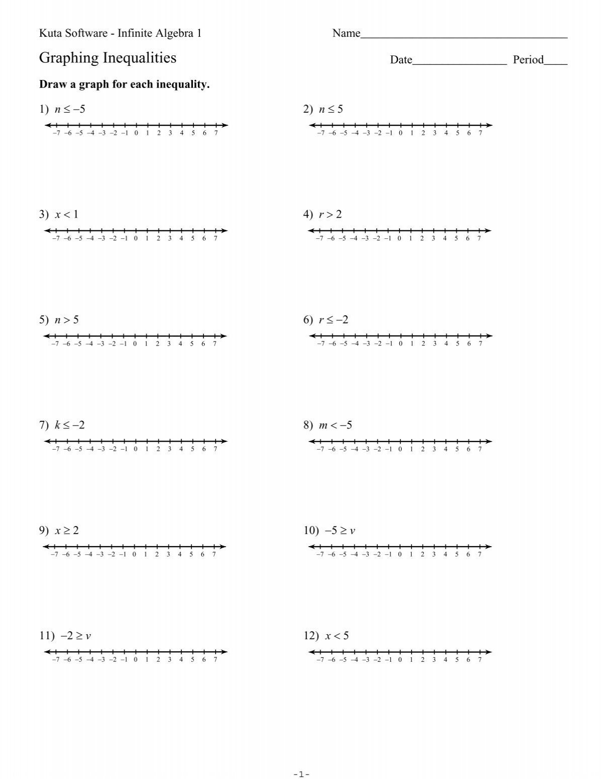 Free Printable Blank Graphing Inequality