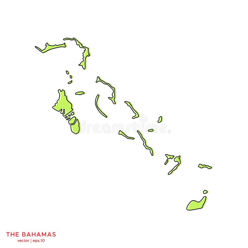 Green Map Of The Bahamas With Outline Vector Design Template Editable Stroke Stock Vector Illustration Of Country Nation 189167681