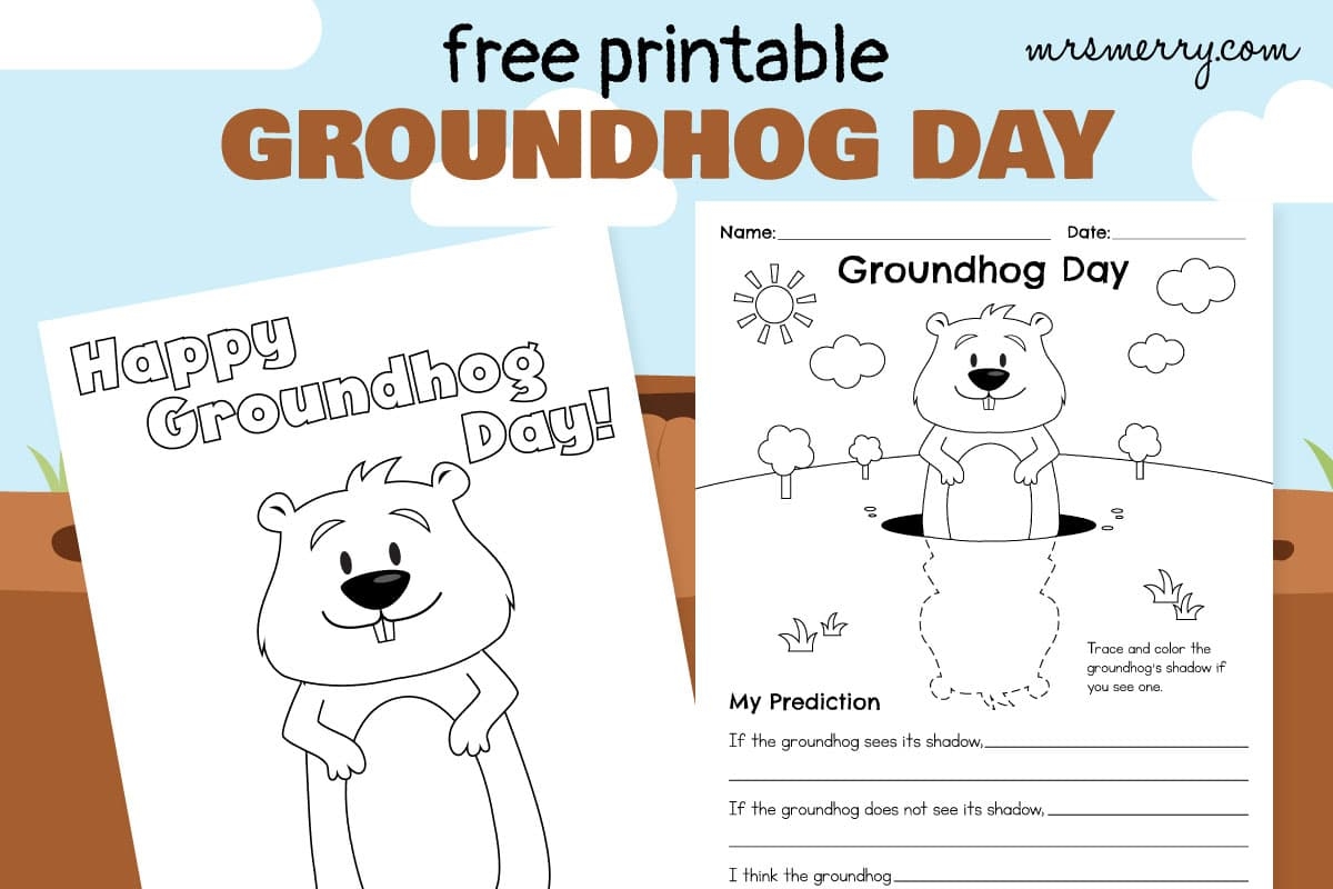 Groundhog Day Free Printable U0026 Coloring Page Mrs Merry
