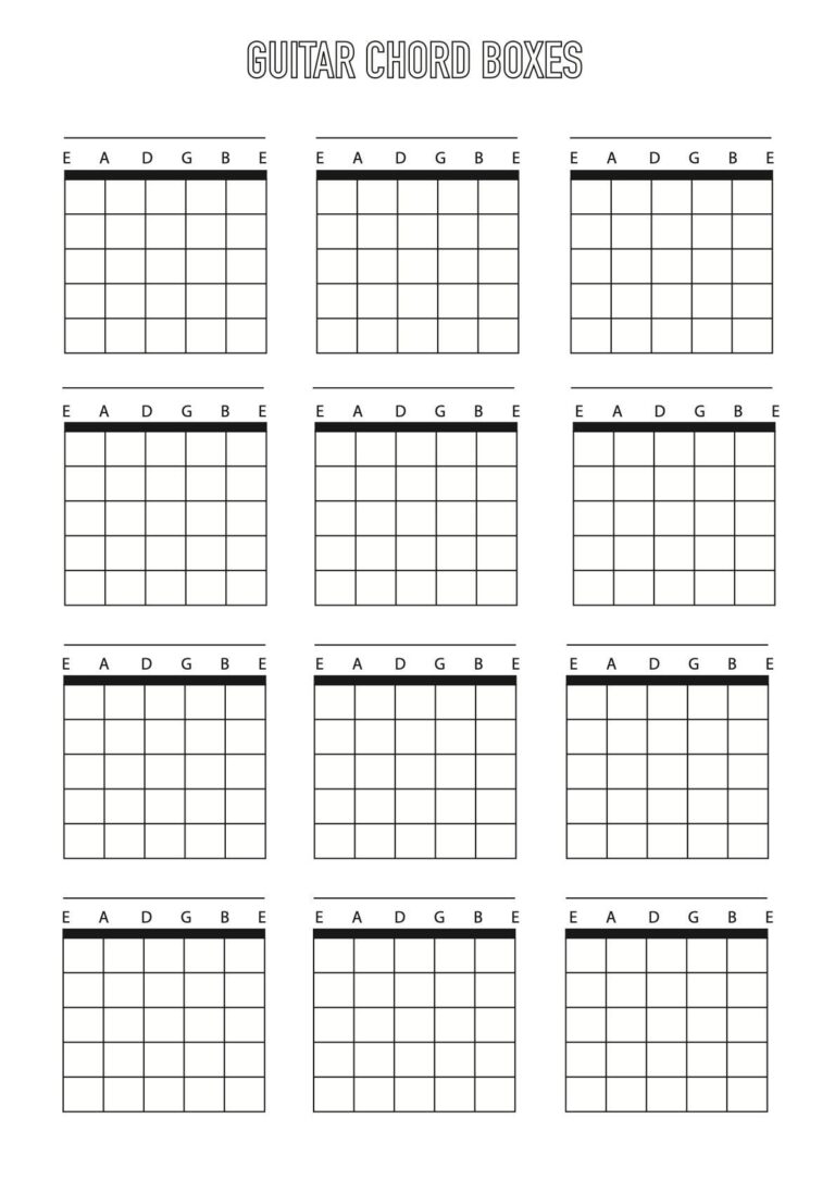Guitar Chord Box Sheet Downloadable Template A4 Blank 6 String