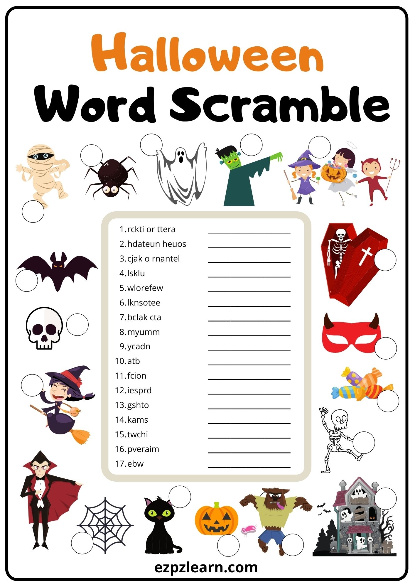 Free Printable Scrambled Words Worksheets