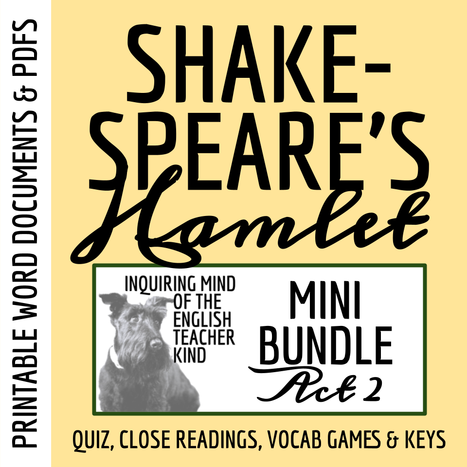 Hamlet Act 2 Quiz Close Reading Worksheets And Vocabulary Games 