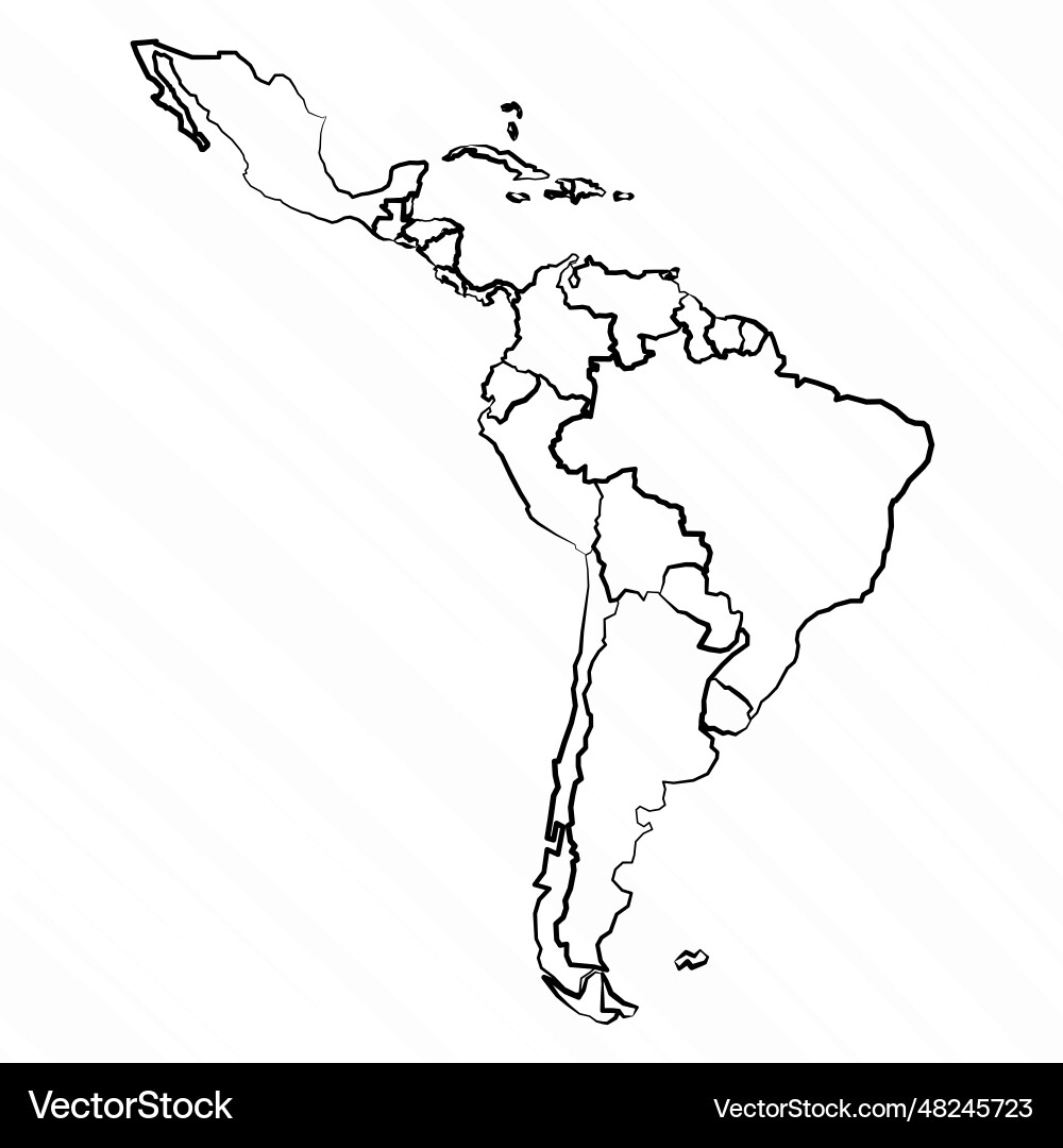 Hand Drawn Latin America Map Royalty Free Vector Image