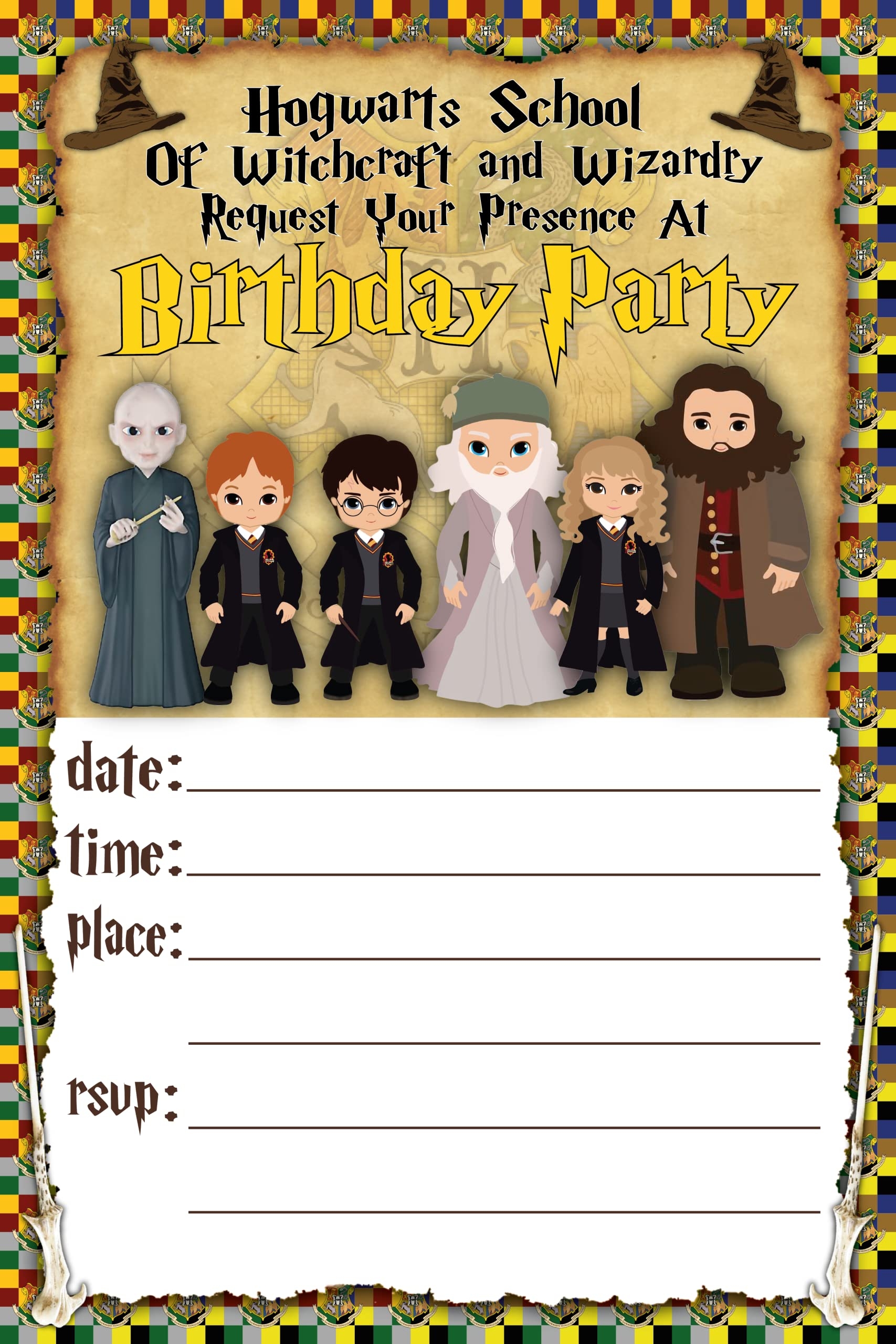 Happy Choices Harry Potter Invitation Cards And Envelopes 20 Fill in Invites For Kids Birthday Bash And Theme Party 10x15 Cm Postcard Style 20 Co