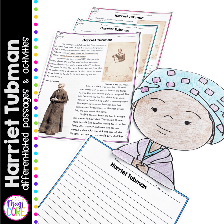 Harriet Tubman Differentiated Reading And Writing Activities