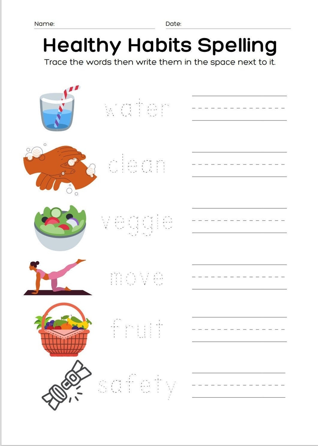 Healthy Habits Kindergarten Worksheets Etsy