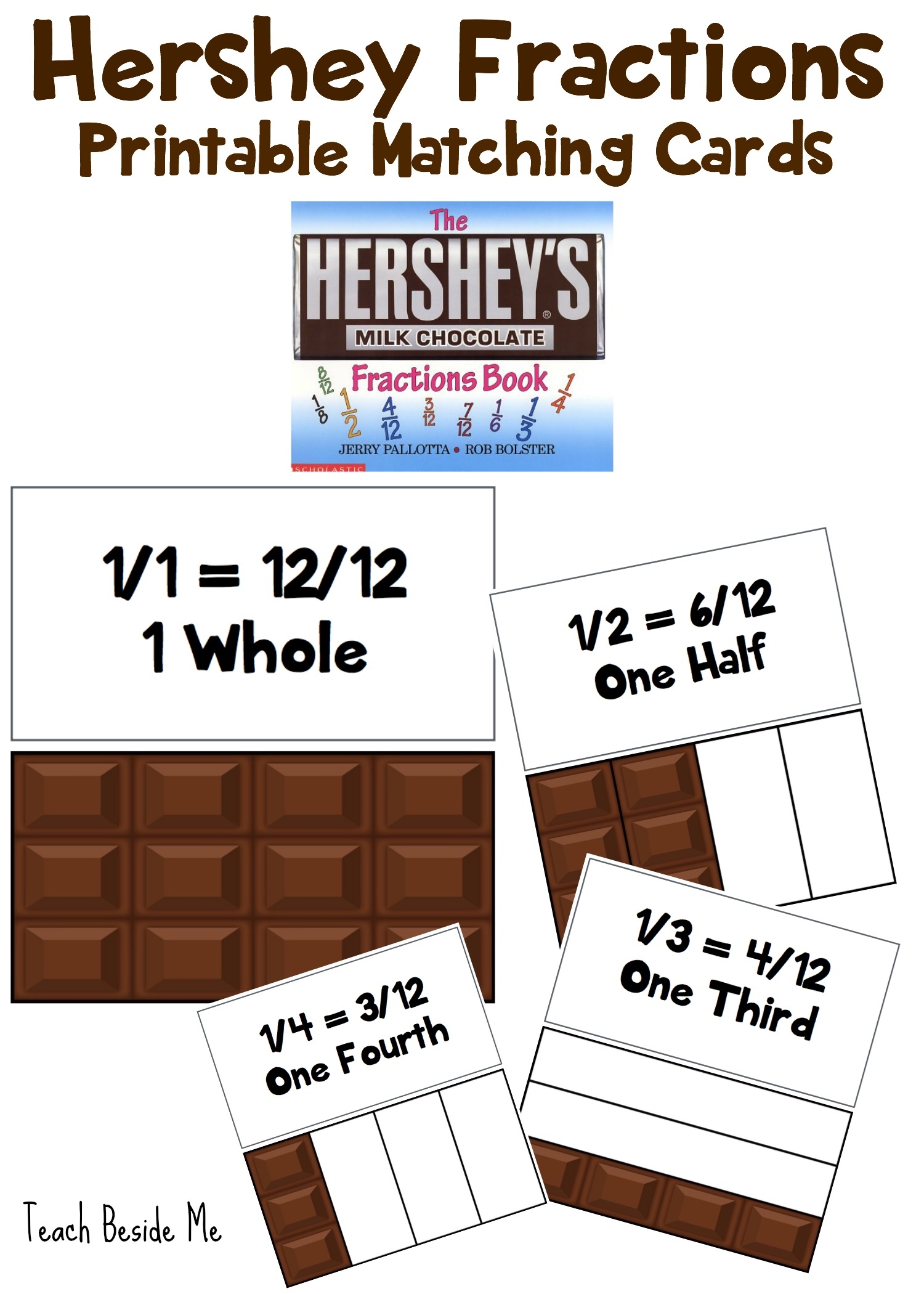 Hershey Fractions Printable Math Cards Teach Beside Me