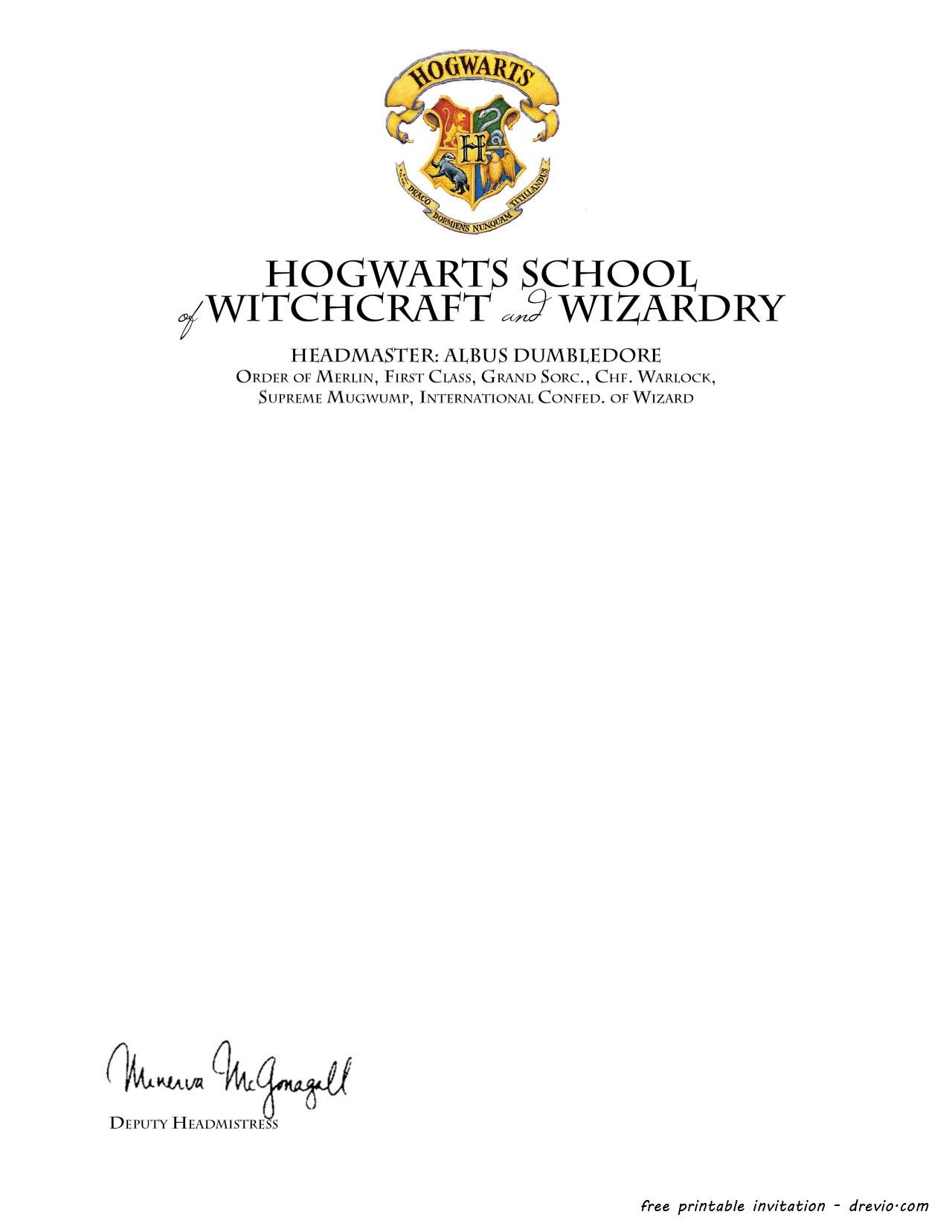 Hogwarts Letterhead Printable Printable Party Favors