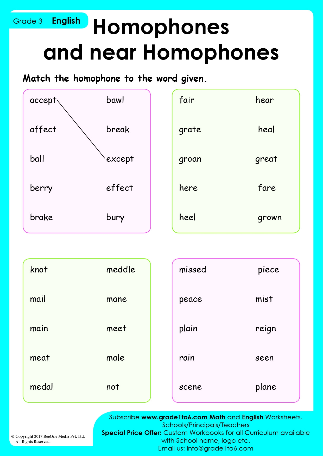 Homophones Worksheet Grade1to6 Worksheets Library