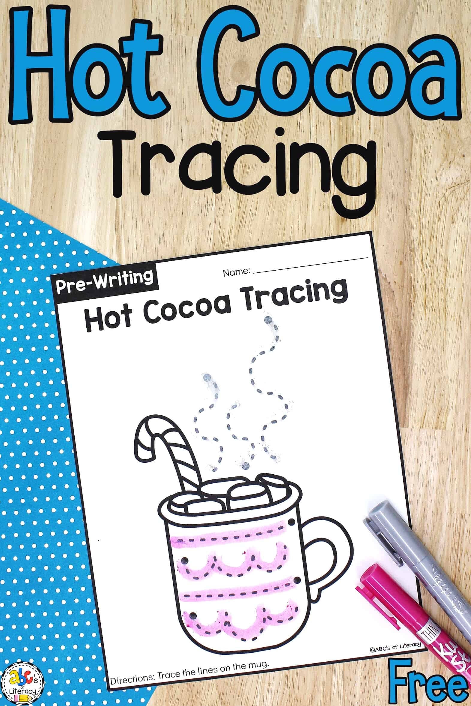 Hot Cocoa Tracing Worksheets Pre Writing Activity