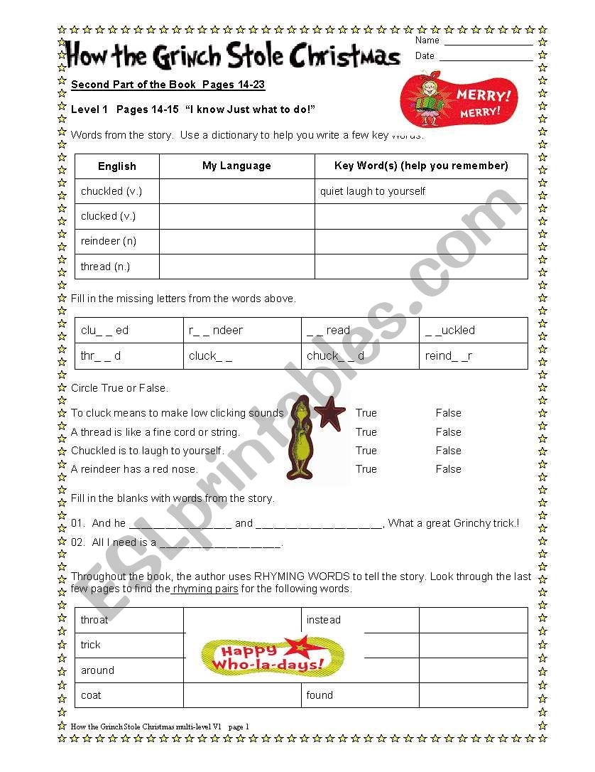 How The Grinch Stole Christmas Part 2 6 ESL Worksheet By Dturner