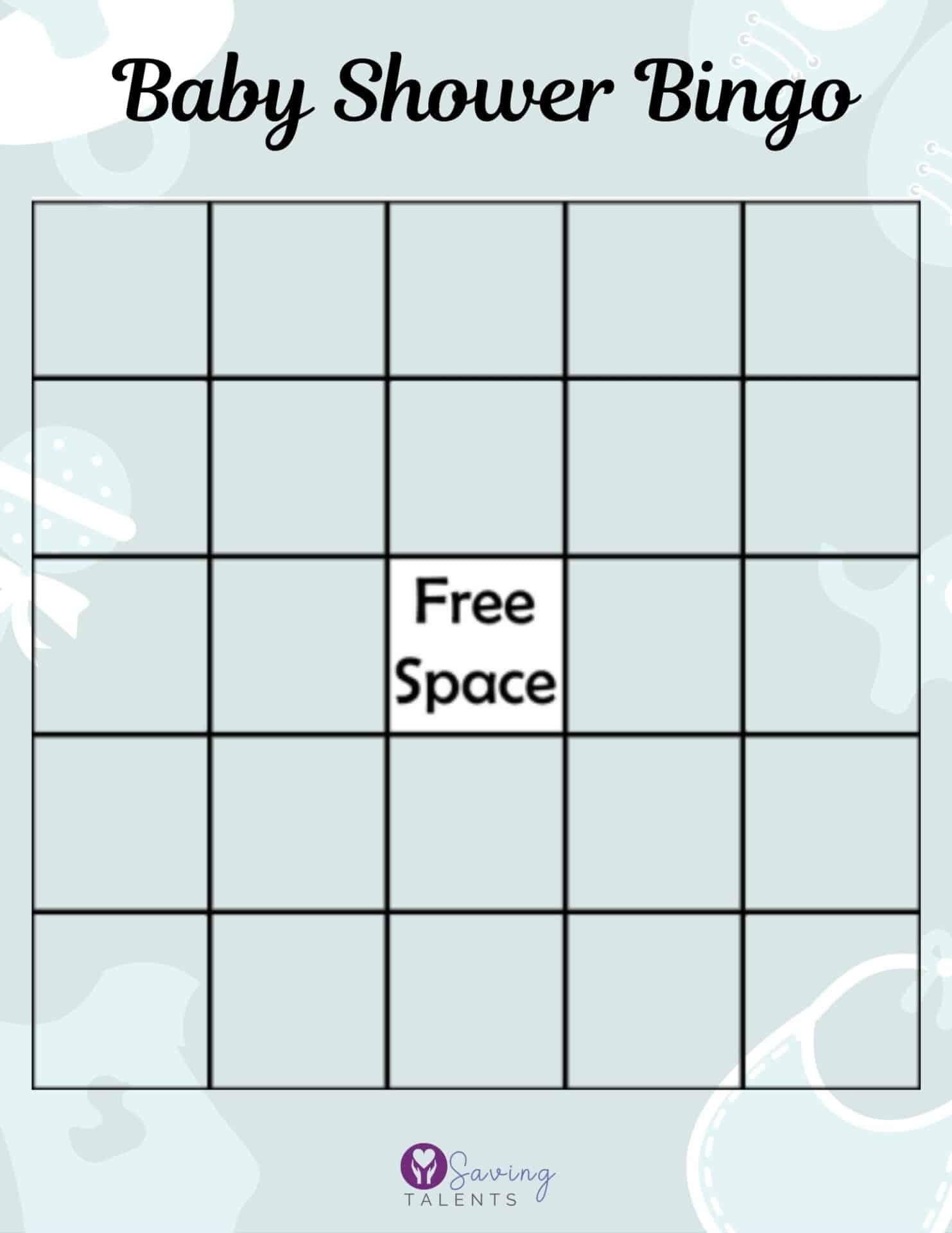 Free Baby Shower Bingo Printable Blank