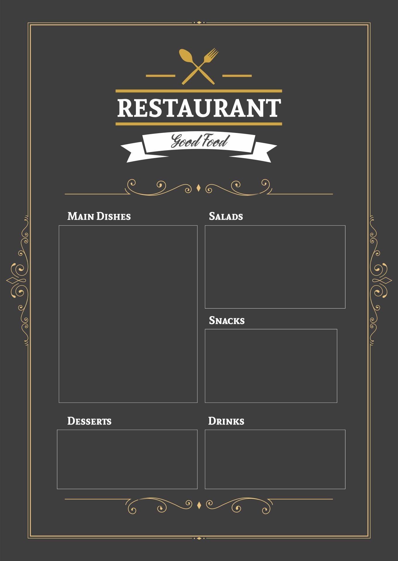 Free Blank Printable Menus