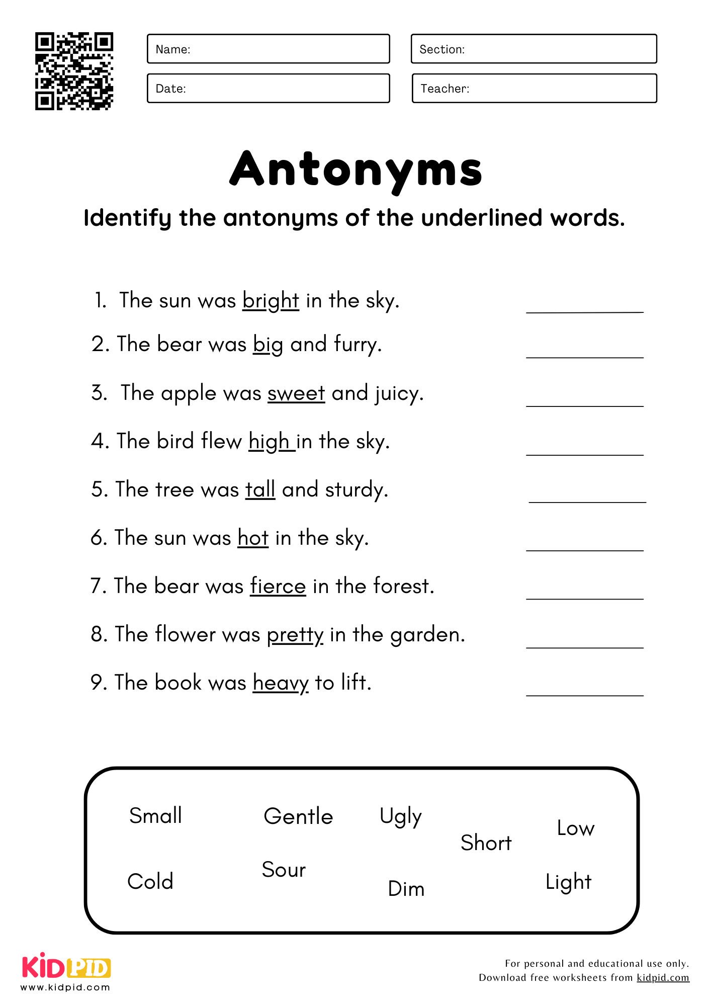 Identify The Antonyms Worksheet For Grade 3 Kidpid
