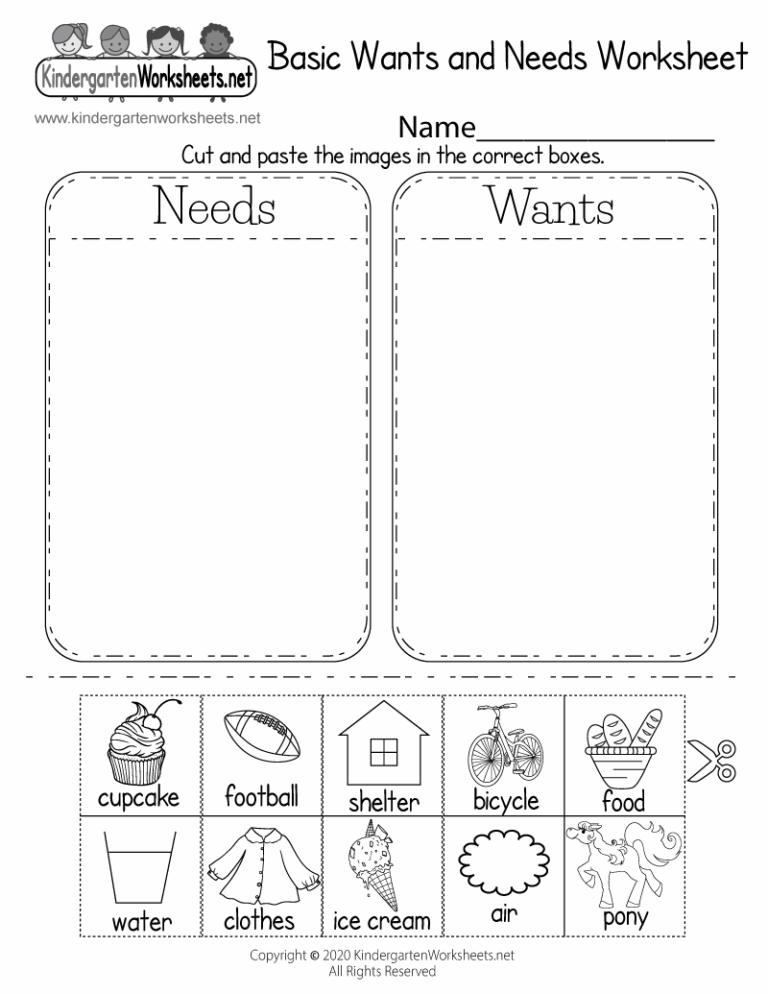 Identifying Basic Wants And Needs Worksheet Free Printable Digital U0026 PDF